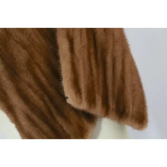 Vintage Mink Fur Wrap Shawl Brown 1950s One Size Cape - Picture 6 of 15